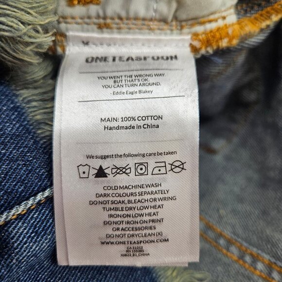 New One Teaspoon Denim Mini Skirt Girls 4-5 Dirty Indigo 2020 Stretch HW - Picture 3 of 4